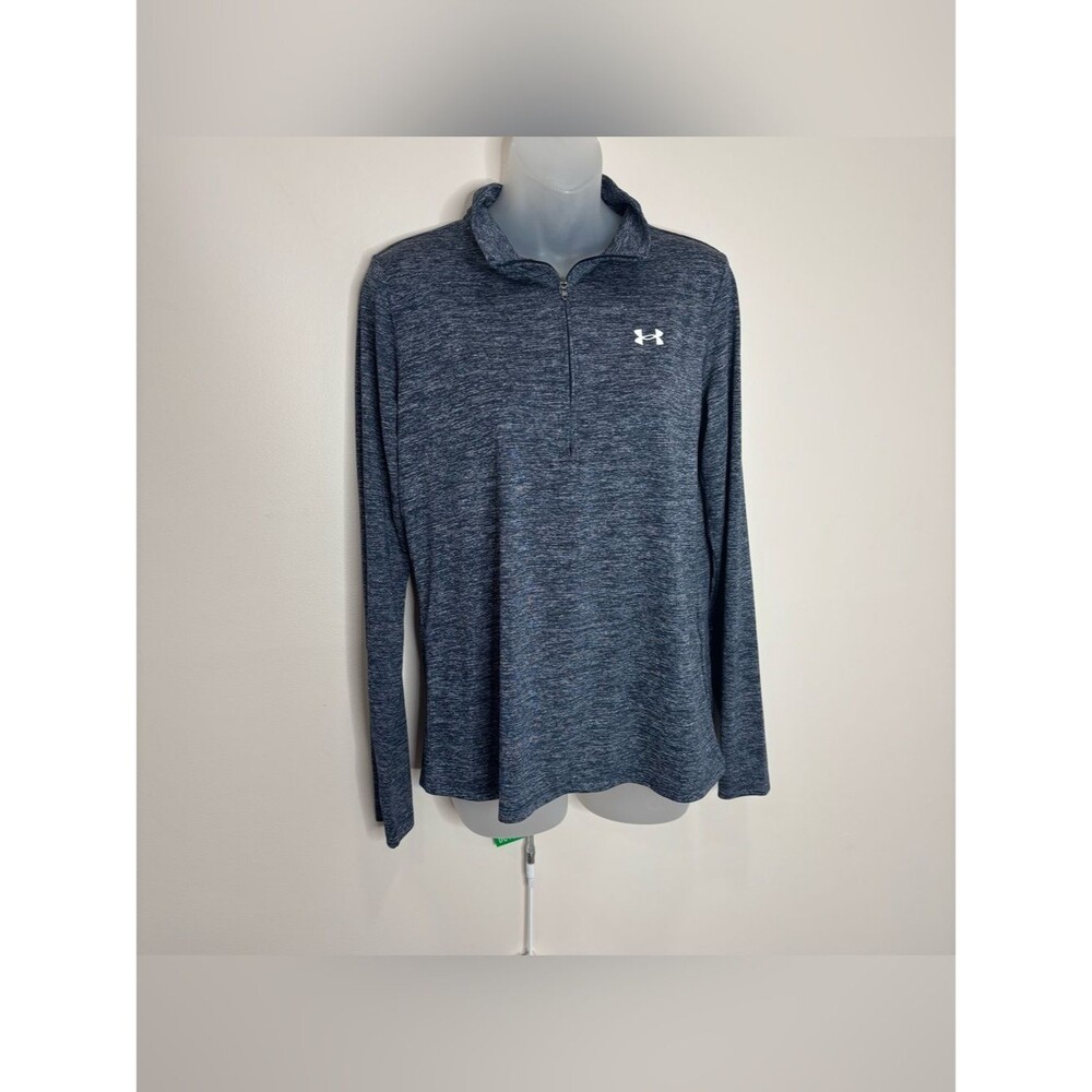 Under Armour grey gray Heather Quarter-Zip Performance Top loose fit medium